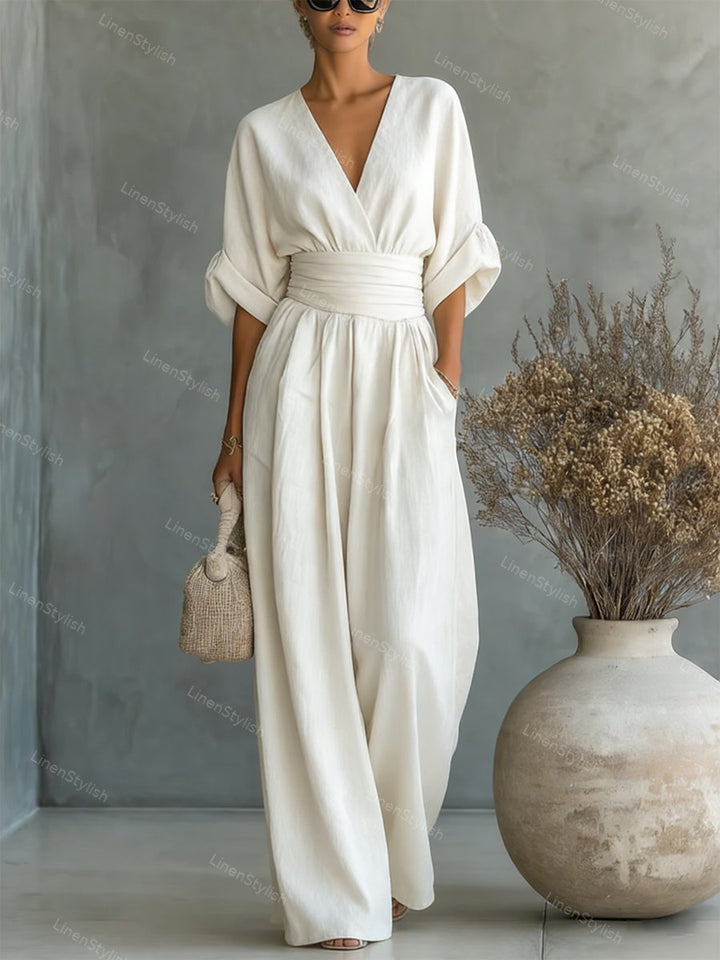 Women's Jumpsuit - Elegant V-Neck Design, Tailored Fit for Modern Sophistication, Versatile Style for Any Occasion 2