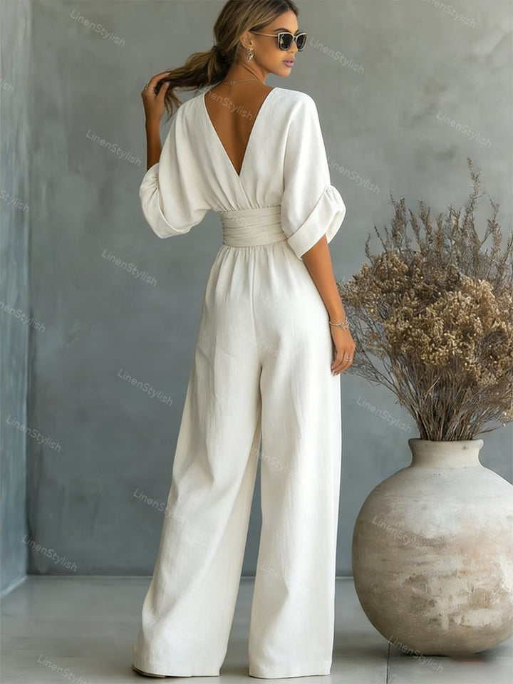 Women's Jumpsuit - Elegant V-Neck Design, Tailored Fit for Modern Sophistication, Versatile Style for Any Occasion 4