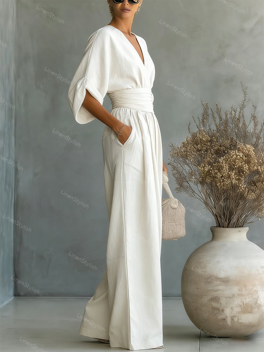 Women's Jumpsuit - Elegant V-Neck Design, Tailored Fit for Modern Sophistication, Versatile Style for Any Occasion 5