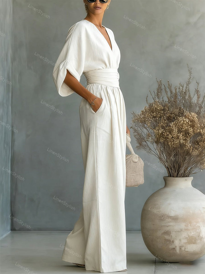Women's Jumpsuit - Elegant V-Neck Design, Tailored Fit for Modern Sophistication, Versatile Style for Any Occasion 5