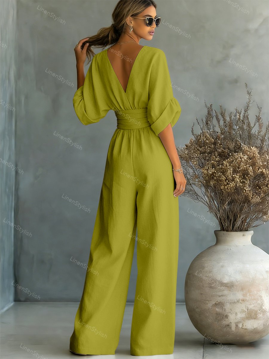 Women's Jumpsuit - Elegant V-Neck Design, Tailored Fit for Modern Sophistication, Versatile Style for Any Occasion 7