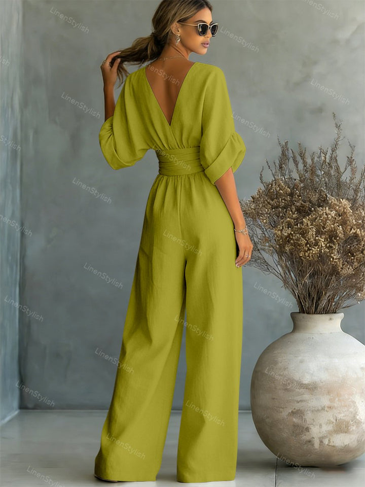 Women's Jumpsuit - Elegant V-Neck Design, Tailored Fit for Modern Sophistication, Versatile Style for Any Occasion 7