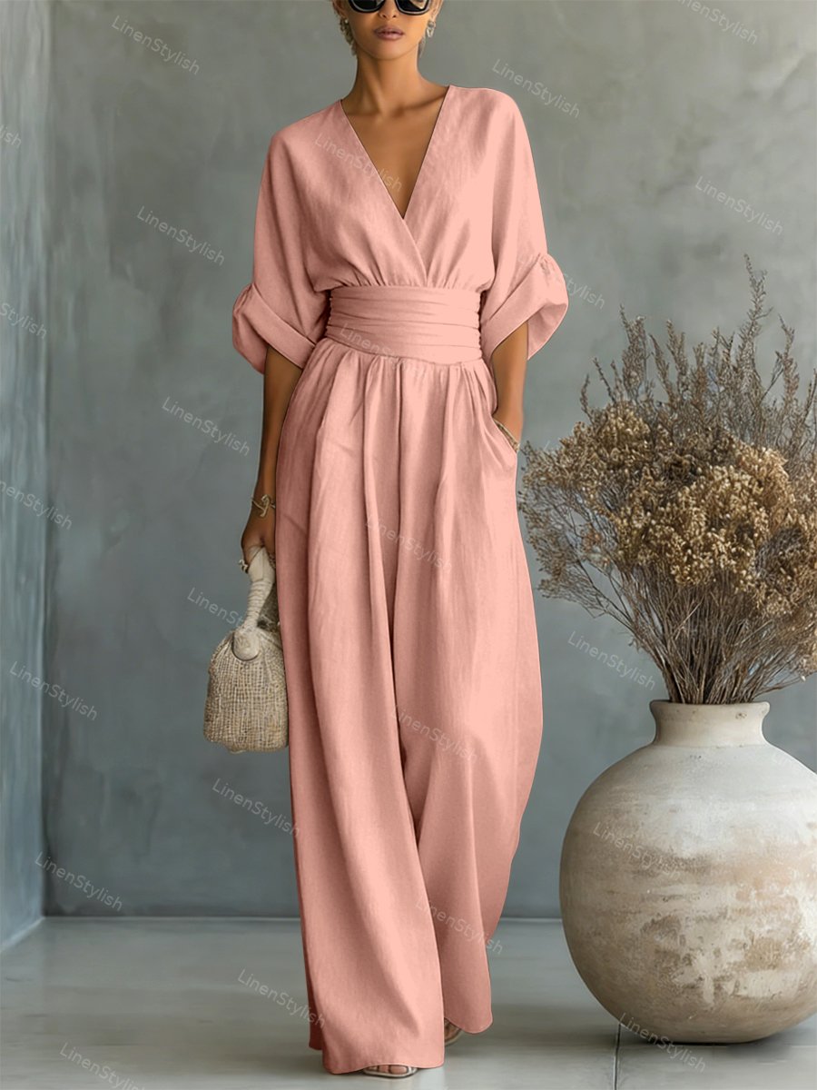 Women's Jumpsuit - Elegant V-Neck Design, Tailored Fit for Modern Sophistication, Versatile Style for Any Occasion 9