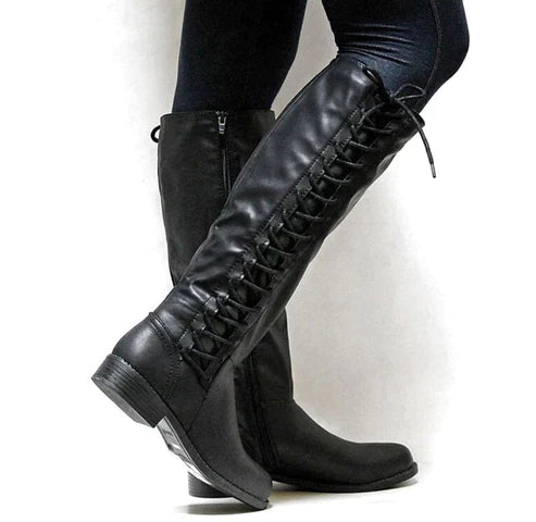 Women's Lace-Up Knee-High Boots | Flat 0