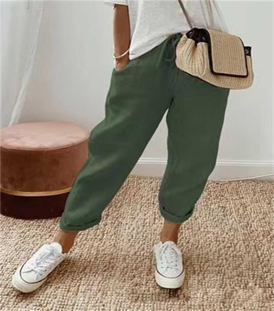 Women's Loose Tie-Waist Summer Trousers with Abstract Print for Casual Wear 6