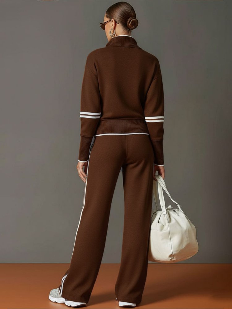 Women's Loungewear Set - Elegant Chic Comfort with Flowy Top and Wide-Leg Trousers 5