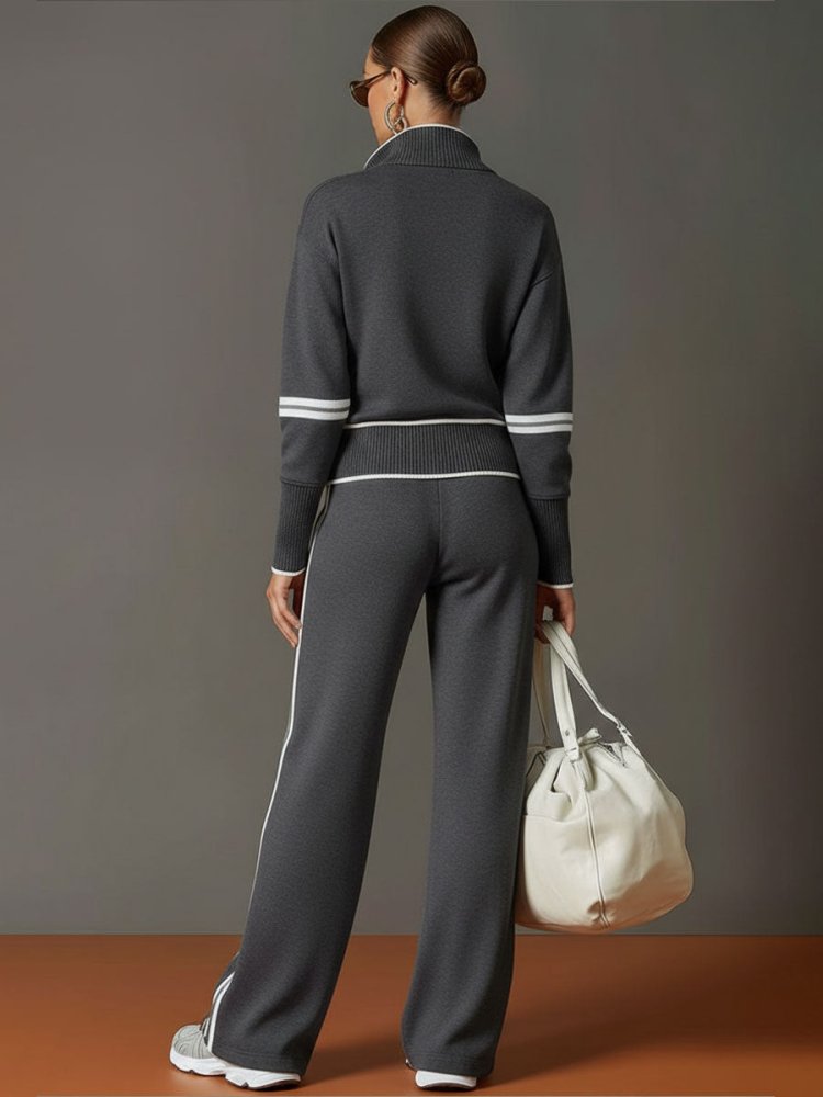 Women's Loungewear Set - Elegant Chic Comfort with Flowy Top and Wide-Leg Trousers 6