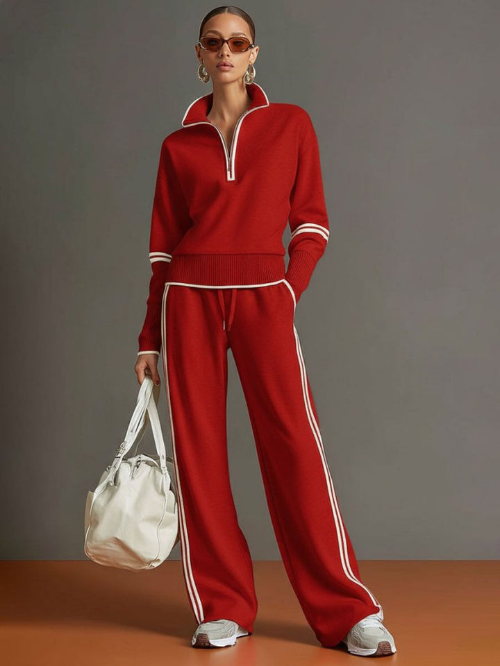 Women's Loungewear Set - Elegant Chic Comfort with Flowy Top and Wide-Leg Trousers 7