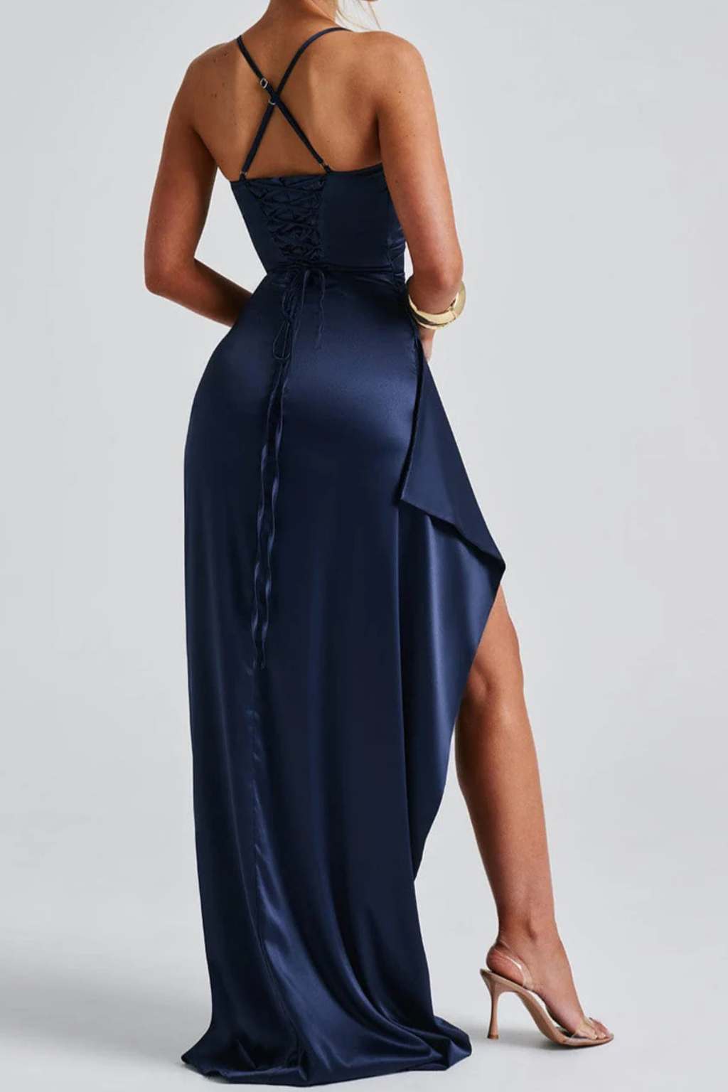 Women's Maxi Dress - Elegant Spaghetti Strap Ruched Design with High Slit - Perfect for Formal Events and Summer Dresses 2