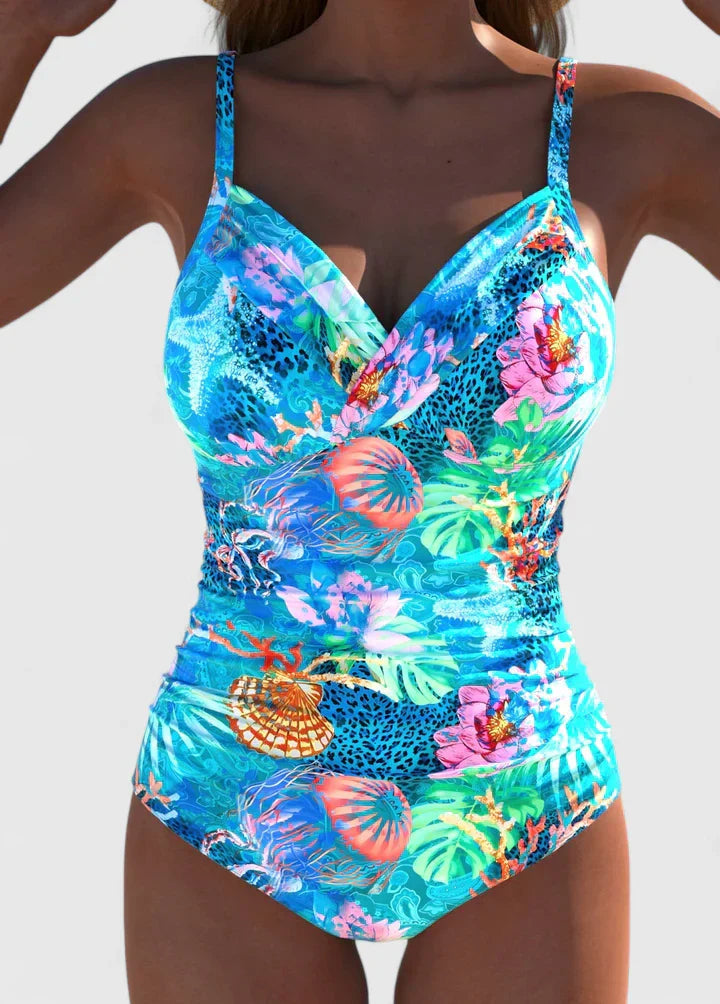 Women's One Piece Swimsuit - Tropical Printed Swimwear for Summer Beach Fun 0