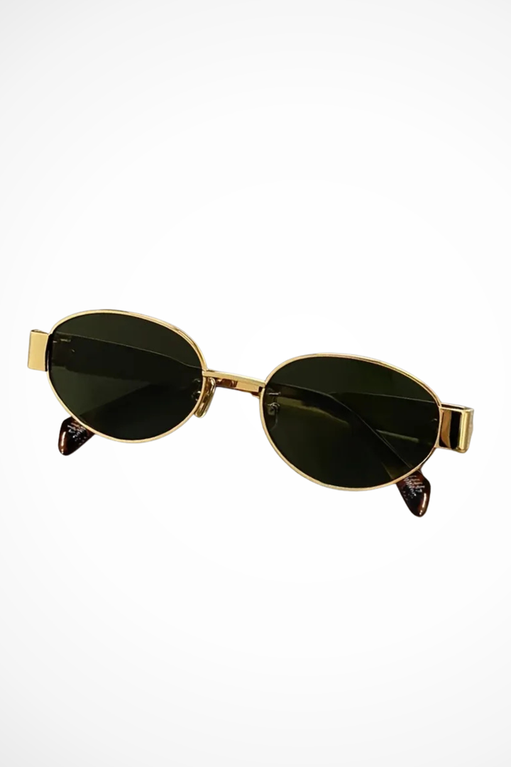 Women’s Oval Metal Frame Sunglasses for Minimalist Style - Chic Dark Tinted Lenses for Sun Protection 3