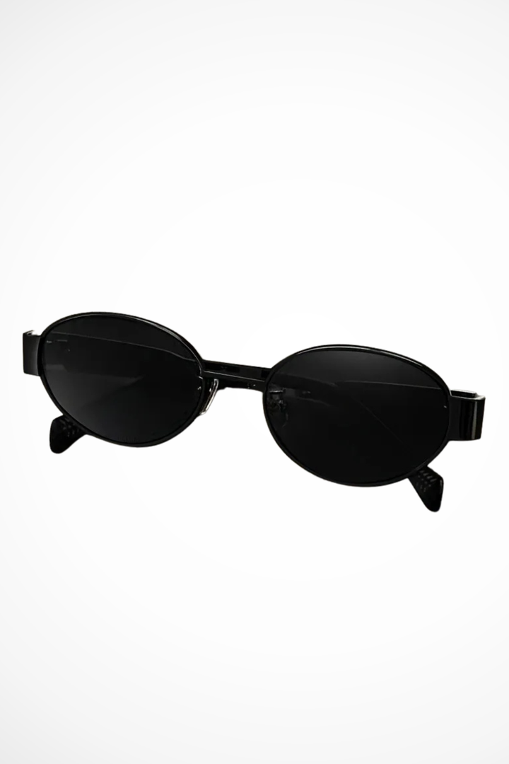 Women’s Oval Metal Frame Sunglasses for Minimalist Style - Chic Dark Tinted Lenses for Sun Protection 4