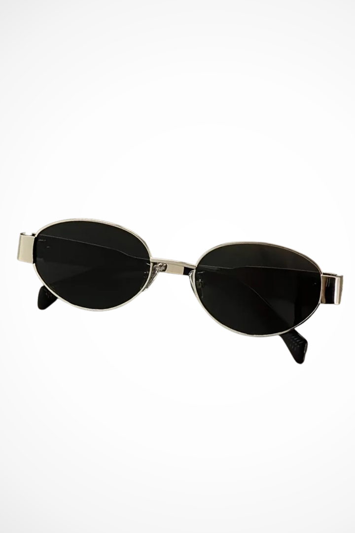 Women’s Oval Metal Frame Sunglasses for Minimalist Style - Chic Dark Tinted Lenses for Sun Protection 7