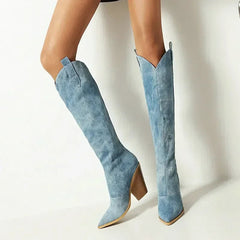 Women's Over-the-Knee Cowboy Boots | Blue 2