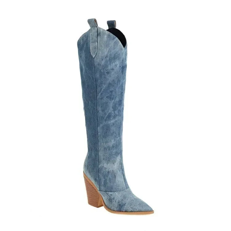 Women's Over-the-Knee Cowboy Boots | Blue 4