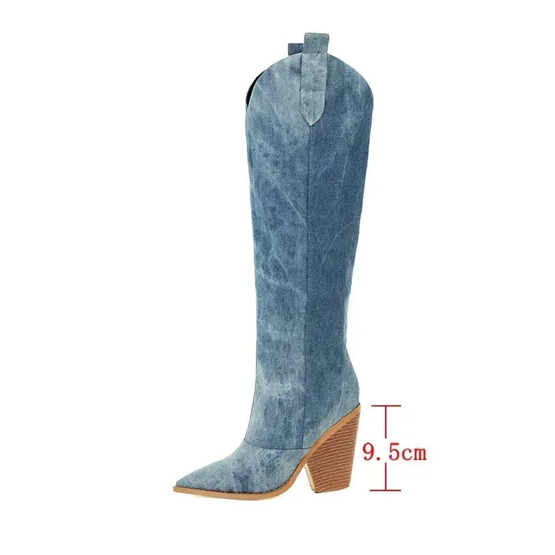Women's Over-the-Knee Cowboy Boots | Blue 5