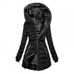Women's Padded Long Zipper Hooded Jacket | Warm 3