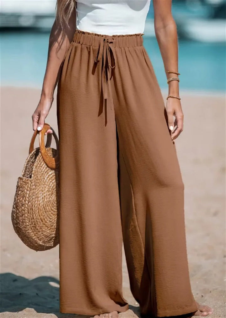 Women's Palazzo Trousers with Tie Belt Wide Leg Summer Pants 7