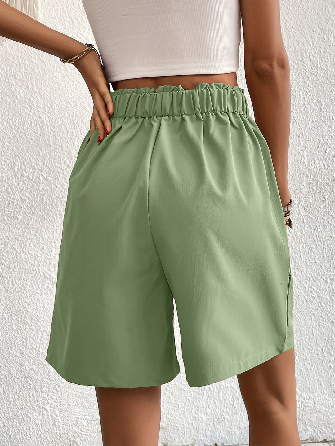 Women's Pocketed Half Elastic Waist Shorts for Casual Summer Wear - Comfortable and Stylish 11