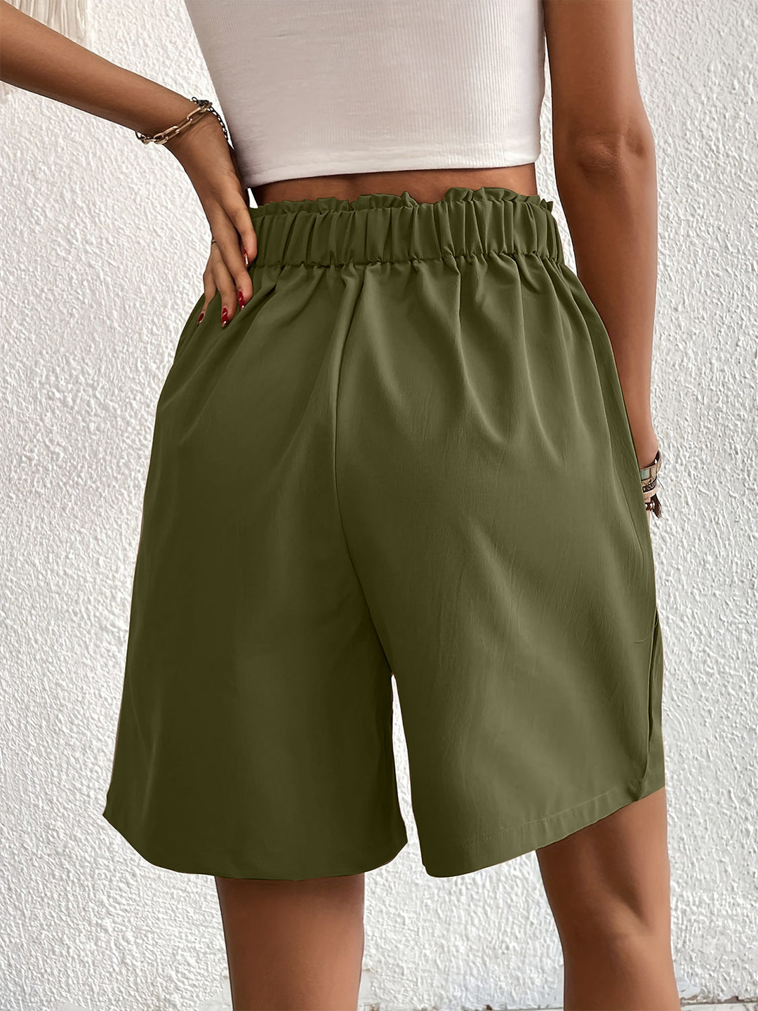 Women's Pocketed Half Elastic Waist Shorts for Casual Summer Wear - Comfortable and Stylish 16