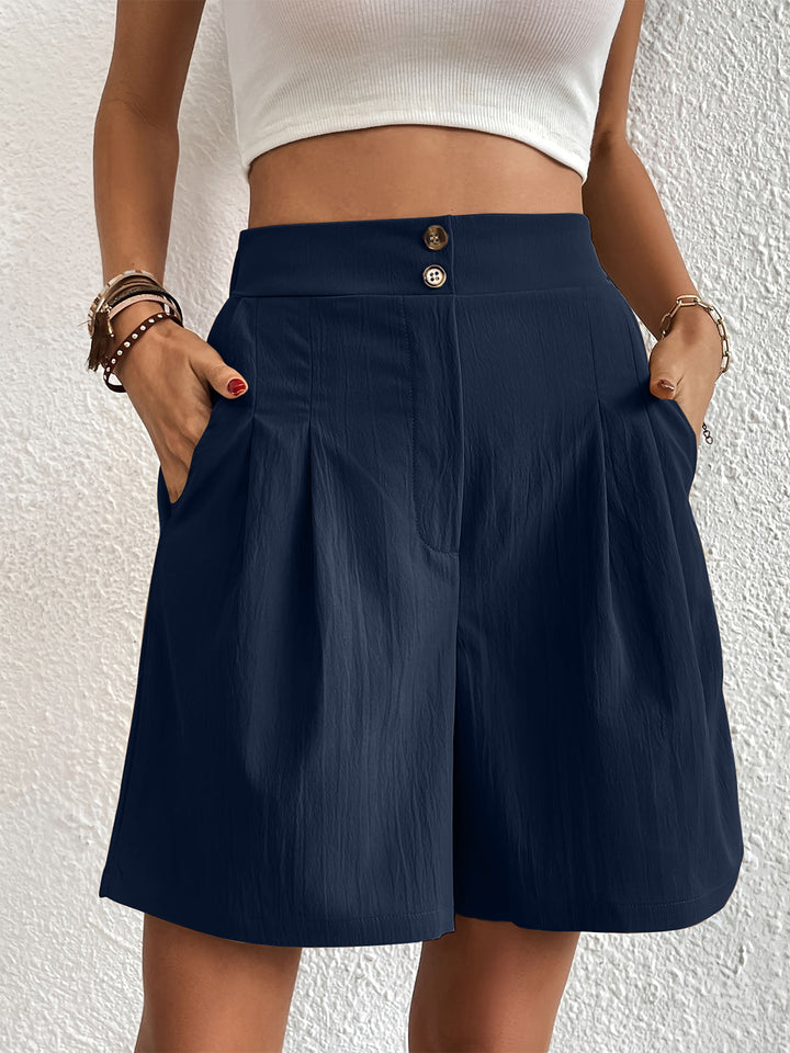 Women's Pocketed Half Elastic Waist Shorts for Casual Summer Wear - Comfortable and Stylish 8