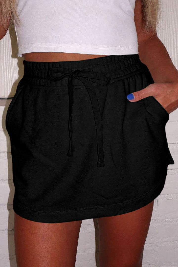 Women's Skort - Casual Drawstring Mini Skort with Pockets for Summer Style 0