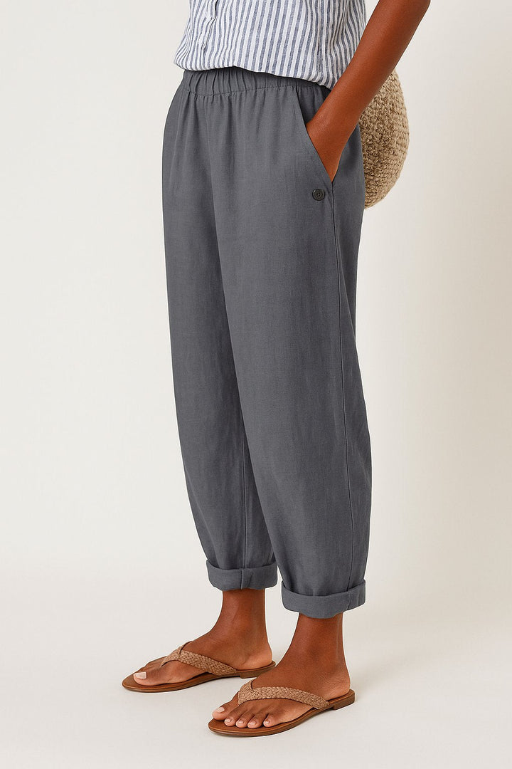 Women's Straight Loose Trousers with Elastic Waistband & Side Pockets for Comfortable Casual Wear 4