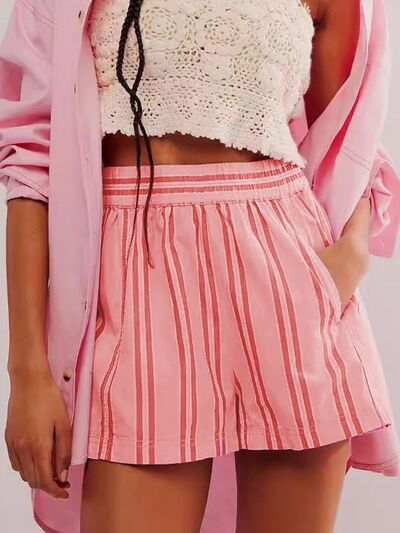Women's Striped Elastic Waist Shorts for Summer Casual Wear - Stylish and Comfortable 4