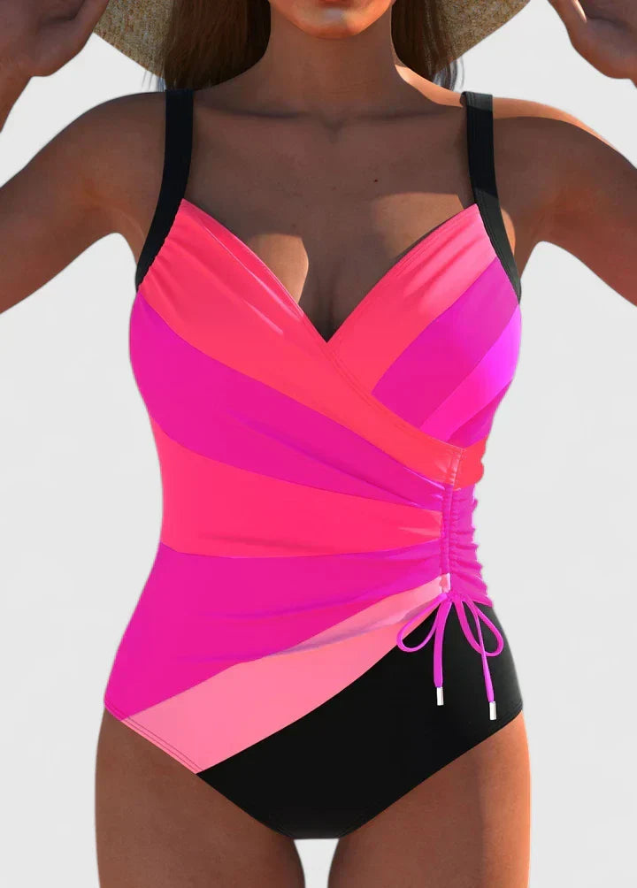Women’s Striped Wrap-Front One-Piece Swimsuit for Summer Elegance 4
