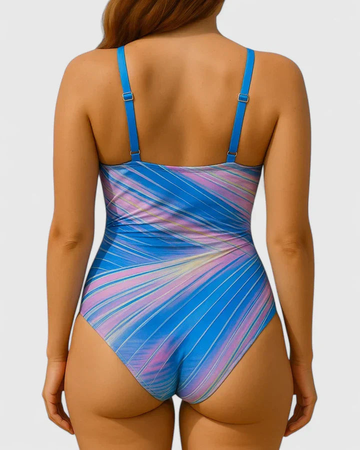 Women’s Striped Wrap-Front One-Piece Swimsuit for Summer Elegance 8