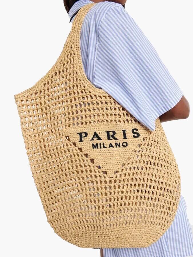 Women's Stylish Beach Bag Handmade Straw Boho Design 1