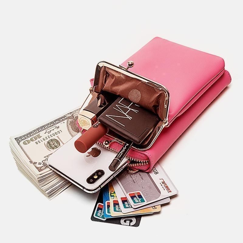 Women's Stylish Crossbody Phone Bag Durable PU Leather 1