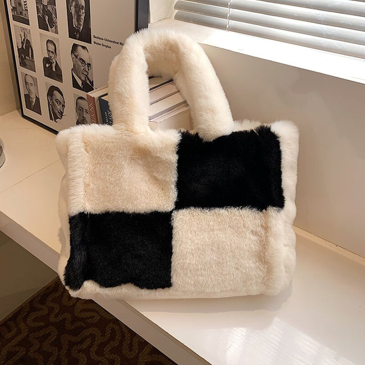 Women's Stylish Plush Handbag Versatile Storage Winter Accessory 11