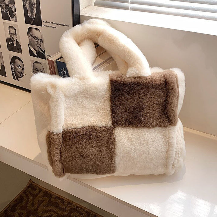 Women's Stylish Plush Handbag Versatile Storage Winter Accessory 13