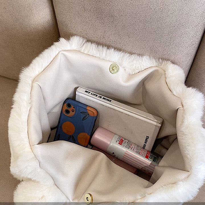 Women's Stylish Plush Handbag Versatile Storage Winter Accessory 4