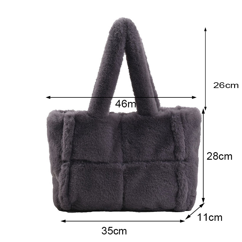 Women's Stylish Plush Handbag Versatile Storage Winter Accessory 5