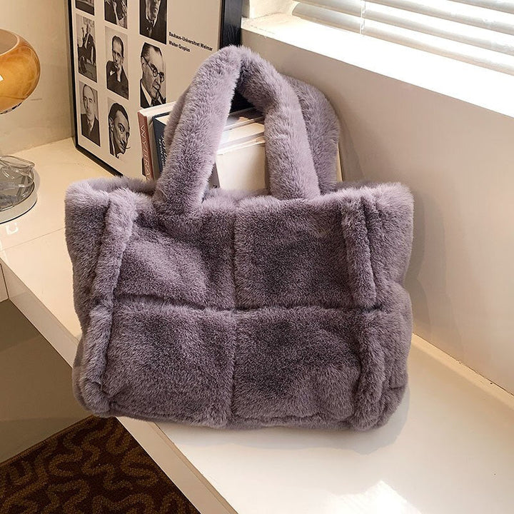 Women's Stylish Plush Handbag Versatile Storage Winter Accessory 9