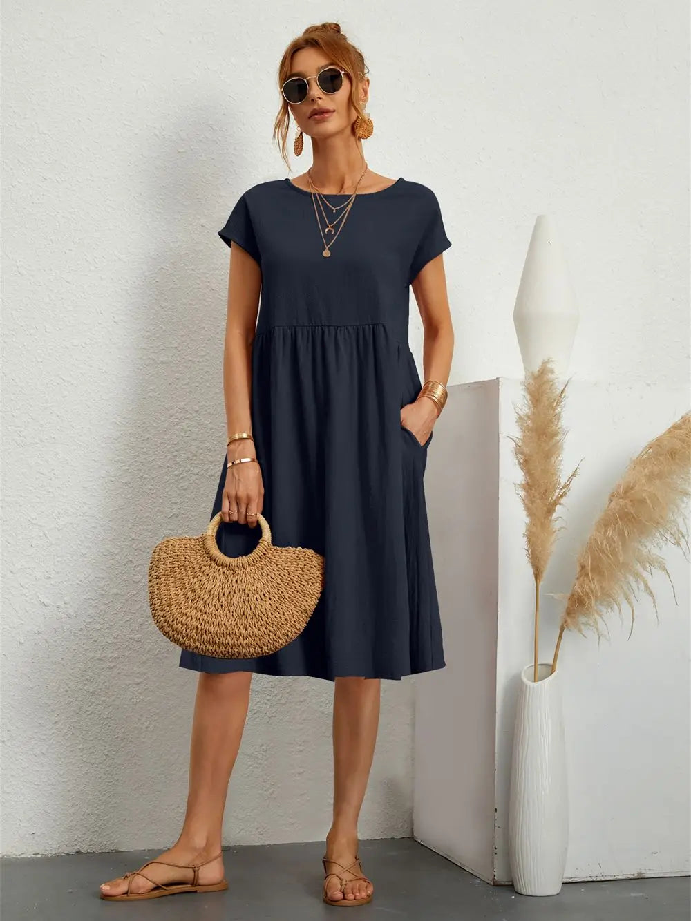 Women's Summer Maxi Dress with Pockets - Casual Black Dress for Effortless Everyday Style 5