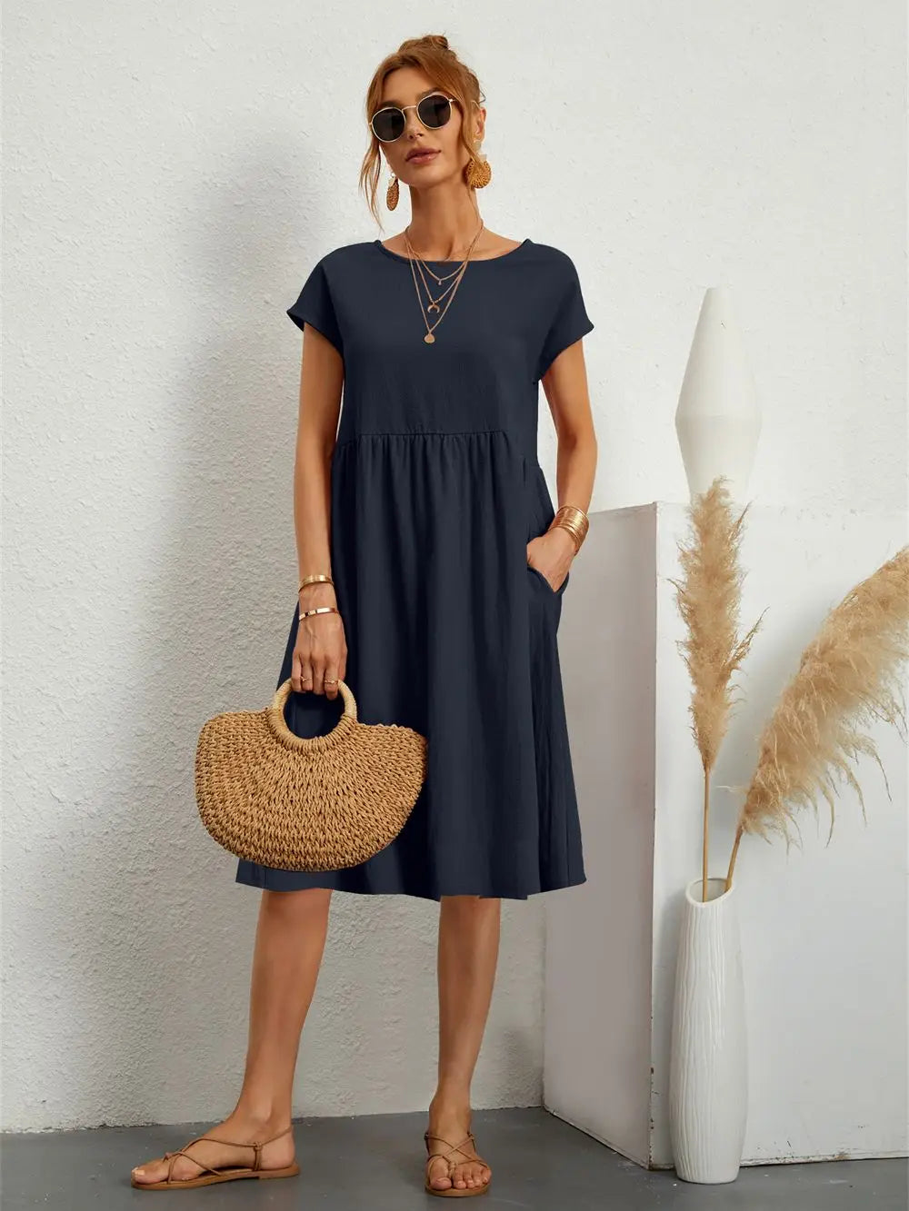 Women's Summer Maxi Dress with Pockets - Casual Black Dress for Effortless Everyday Style 9