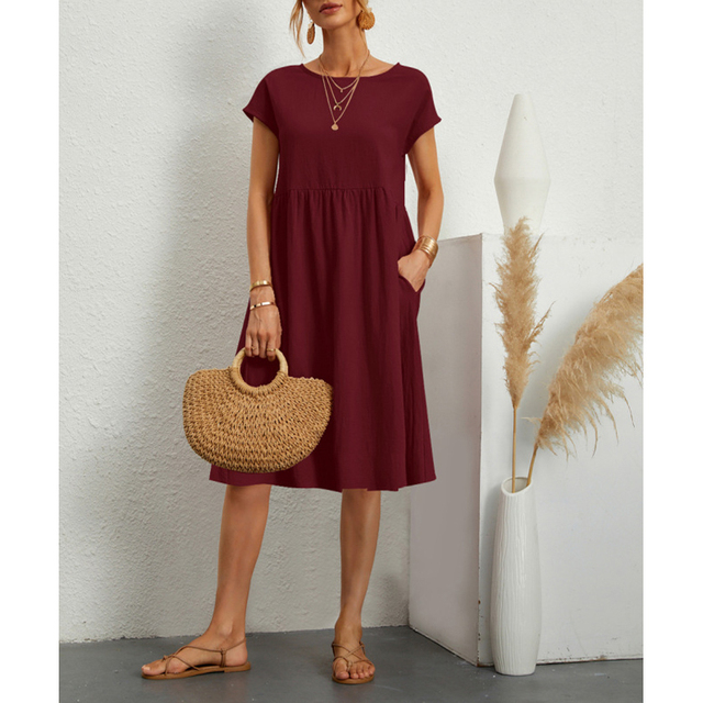 Women's Summer Midi Dress - Casual Style with Comfortable Fit and Pockets 2