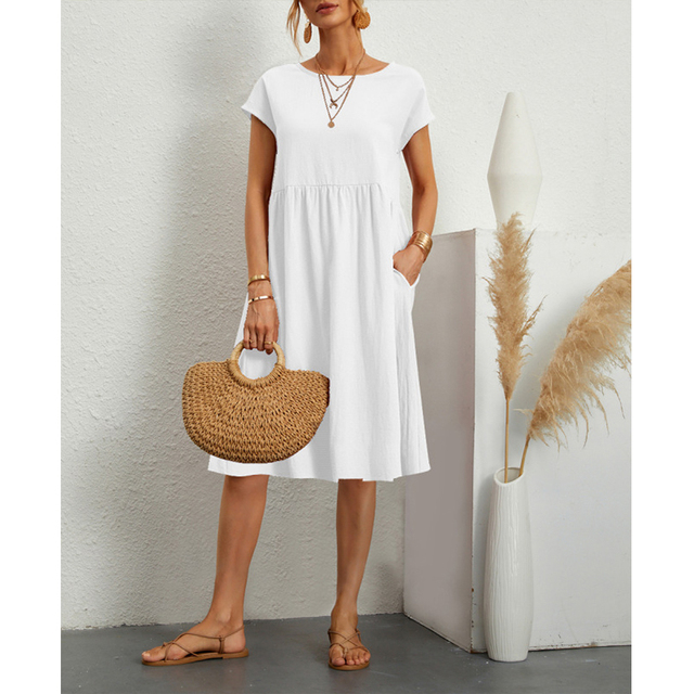 Women's Summer Midi Dress - Casual Style with Comfortable Fit and Pockets 5