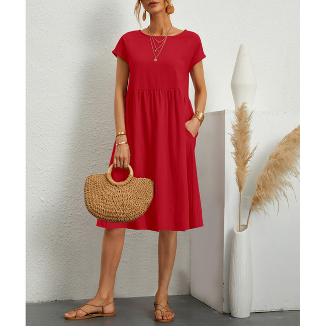 Women's Summer Midi Dress - Casual Style with Comfortable Fit and Pockets 7