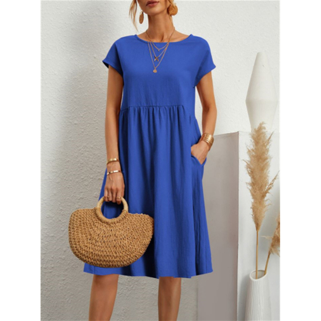 Women's Summer Midi Dress - Casual Style with Comfortable Fit and Pockets 8