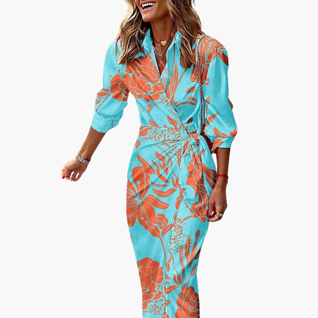 Women's Summer Striped Maxi Dress - Elegant Wrap Design for Effortless Style 2