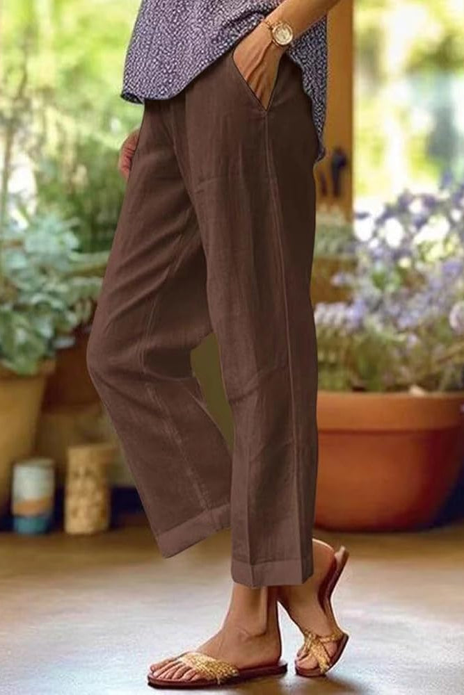 Women's Trousers Casual Straight-Cut with Pockets for Summer Comfort 1