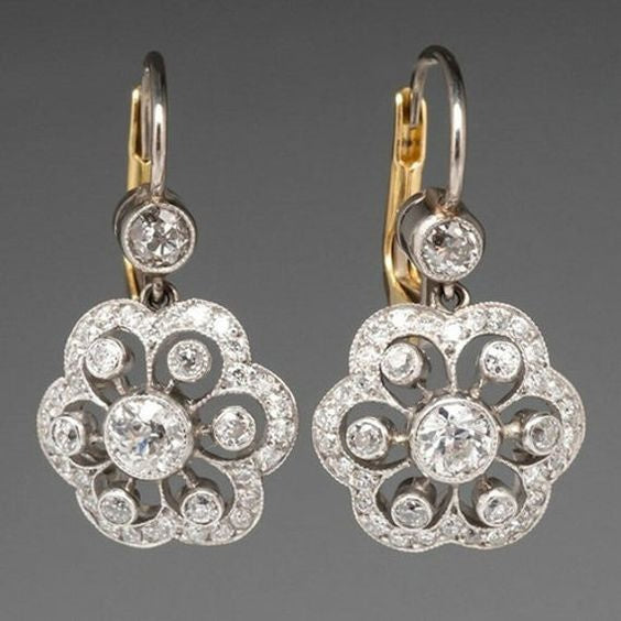 Women's Vintage Earrings with Crystals - Elegant Design and High Quality 1