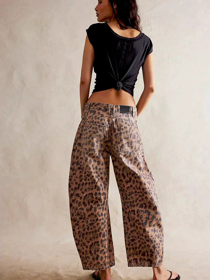 Women's Wide Leg Jeans - Stylish Printed Casual Pants for Effortless Everyday Fashion 4