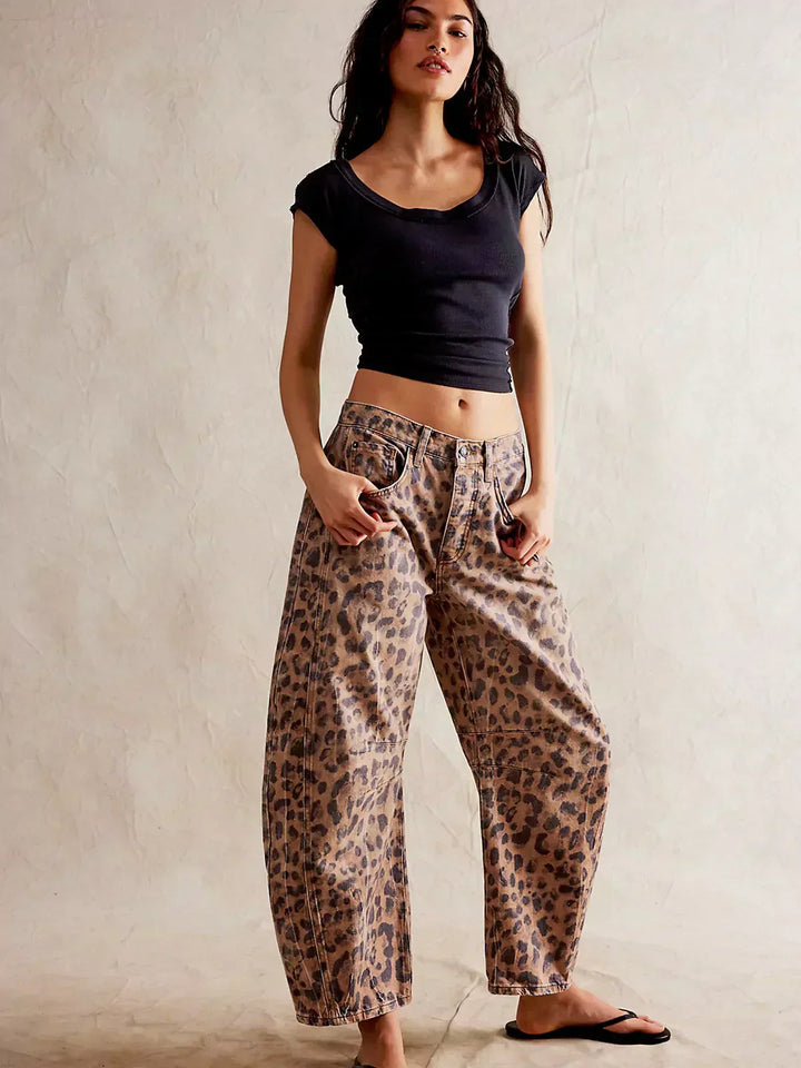 Women's Wide Leg Jeans - Stylish Printed Casual Pants for Effortless Everyday Fashion 5