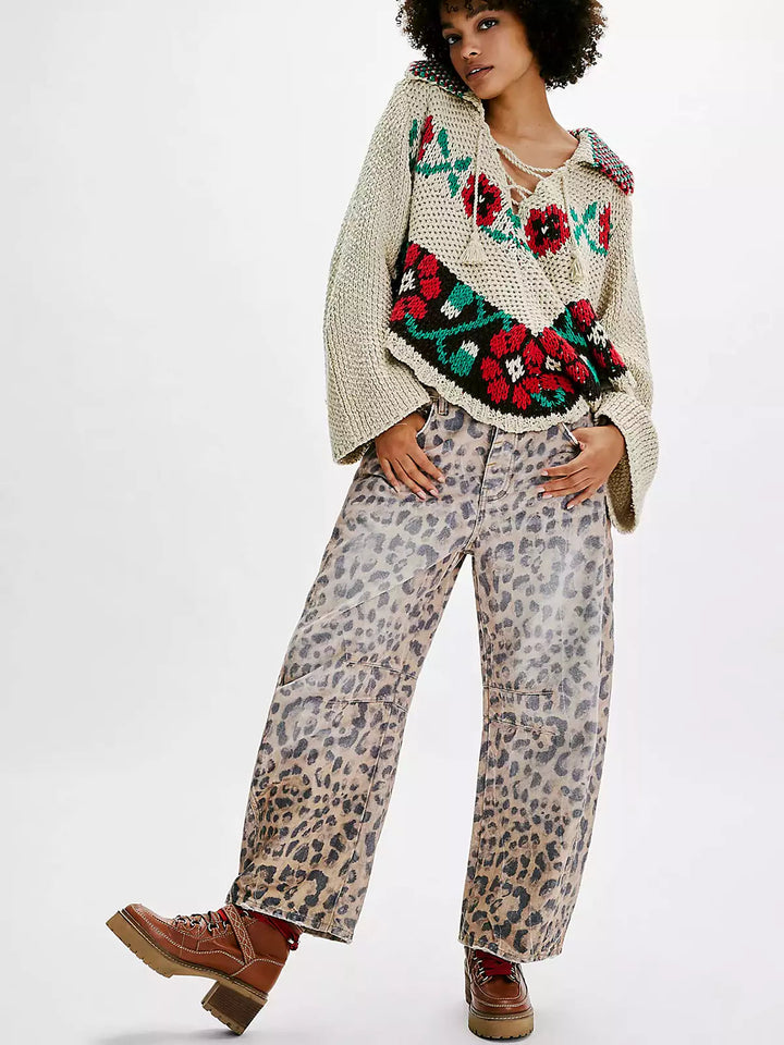 Women's Wide Leg Jeans - Stylish Printed Casual Pants for Effortless Everyday Fashion 7