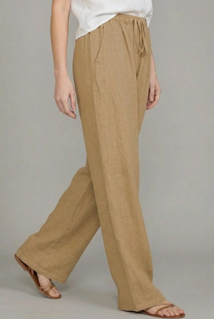 Women's Wide Leg Linen Pants with Elastic Drawstring Waistband for Summer Comfort 1